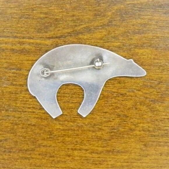Navajo Turquoise Sterling Silver Spirit Bear Pendant  Sterling Silver Spirit Bear Brooch w heart line